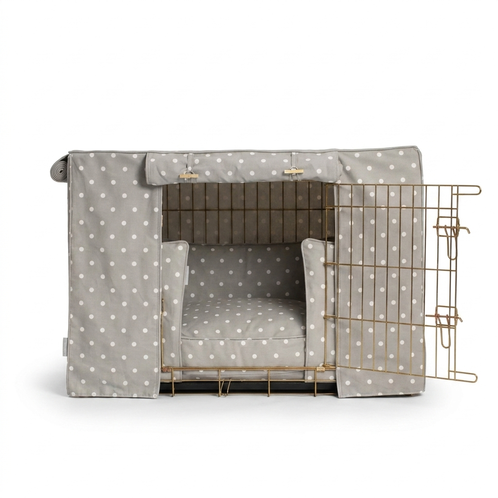Dog Crate Set in Grey Spot front view