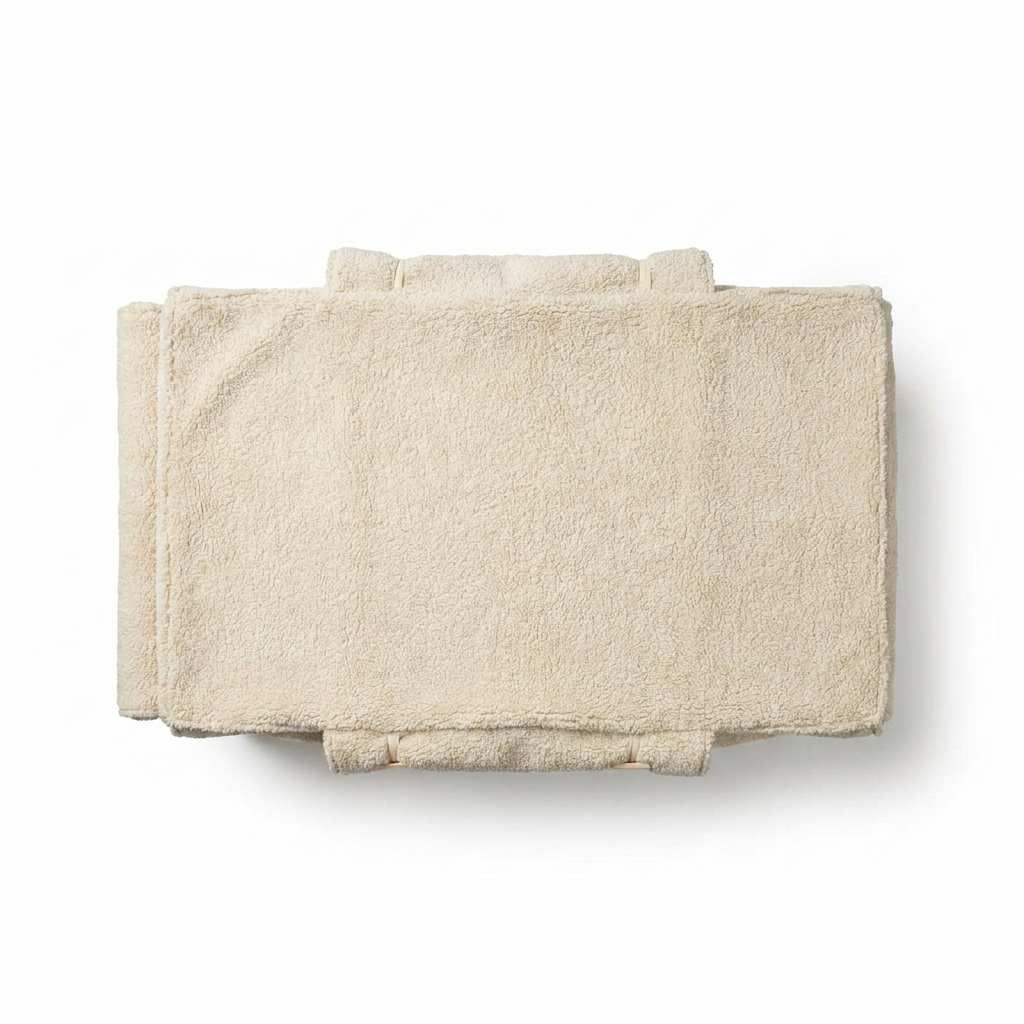 Dog Crate Cover in Ivory Bouclé top-down view