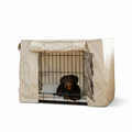Dog Crate Cover in Regency Stripe with dog