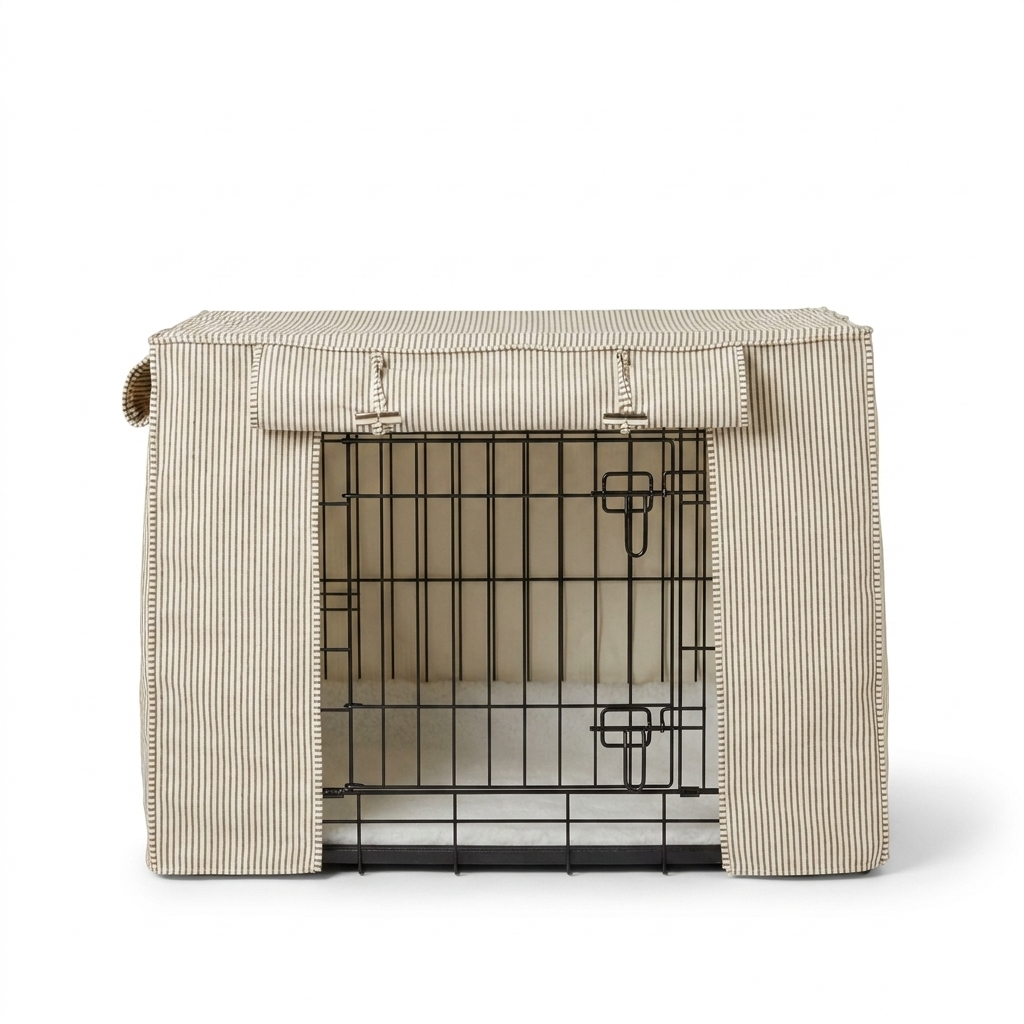 Dog Crate Cover in Regency Stripe front view
