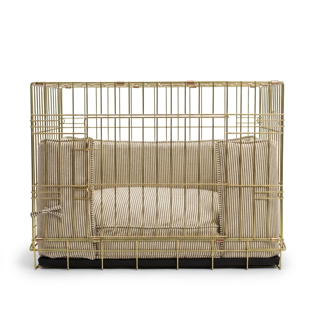 Dog Crate Bumper in Regency Stripe front view
