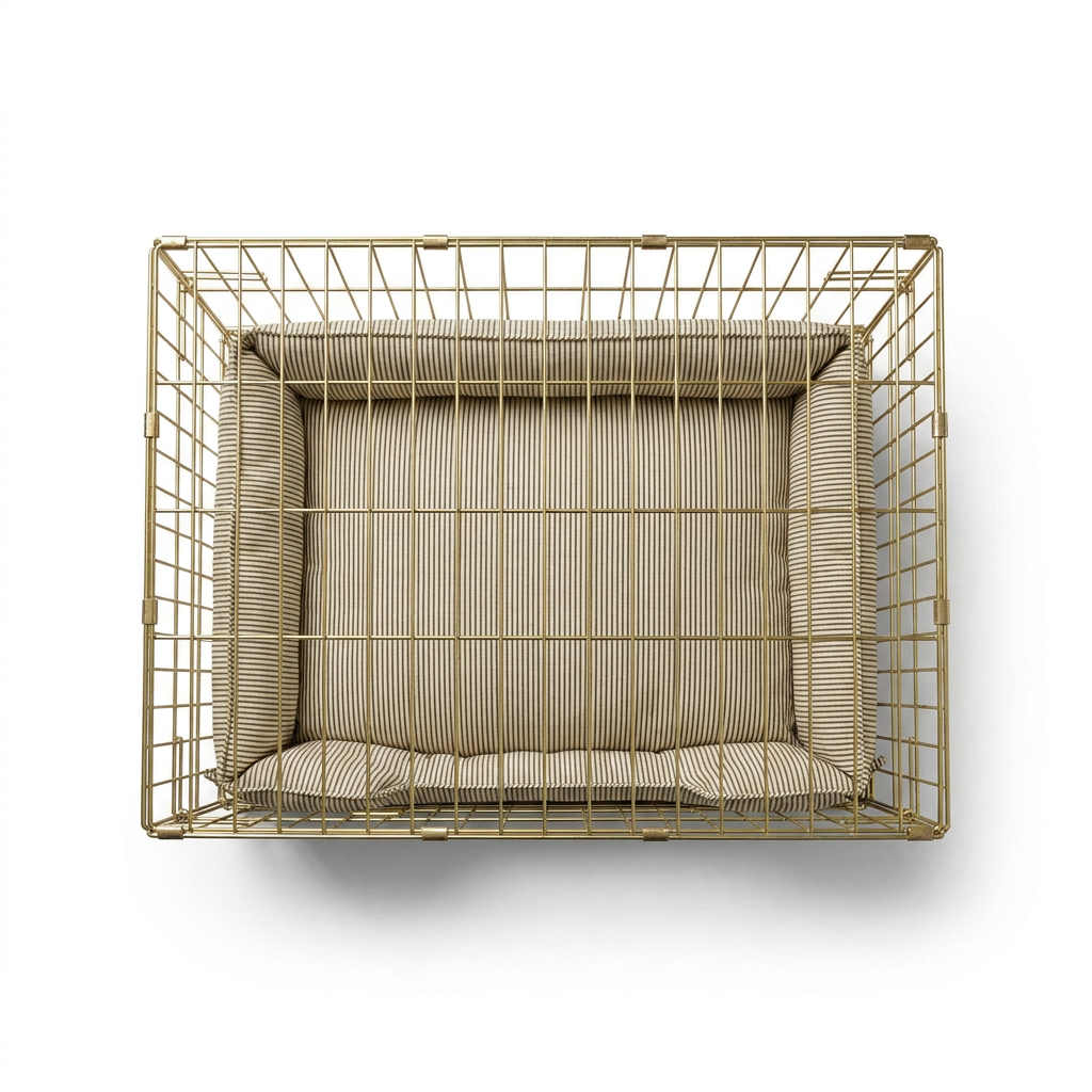 Dog Crate Bumper in Regency Stripe top-down view
