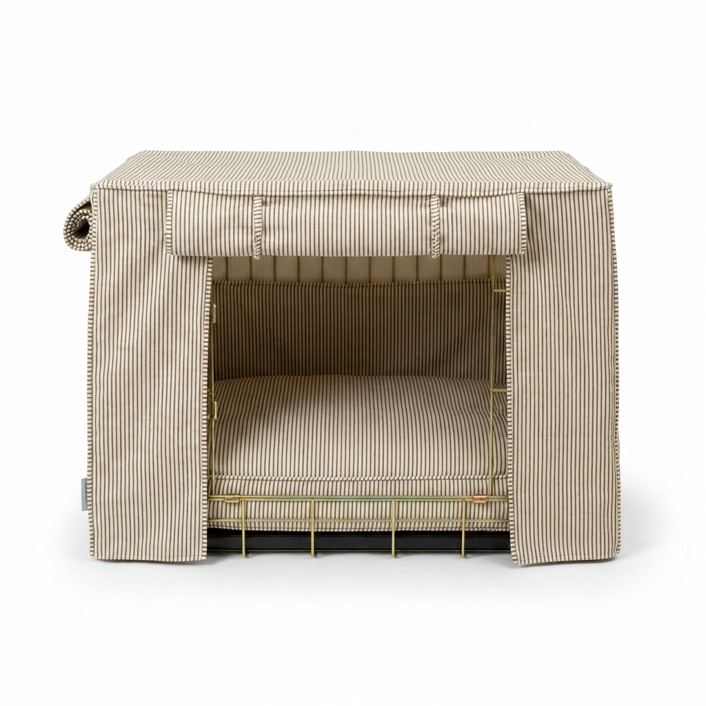 Dog Crate Set in Regency Stripe top-down view