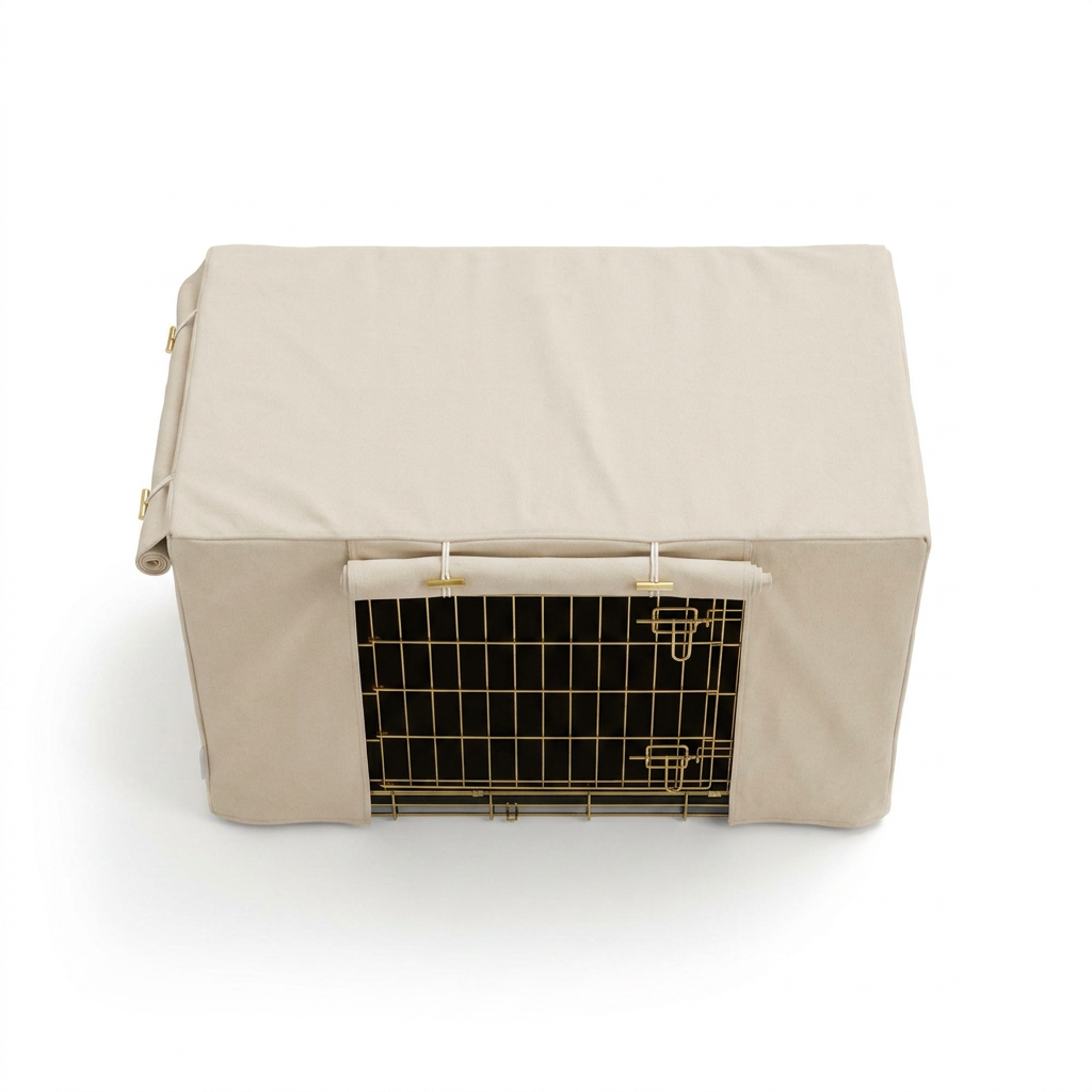 Dog Crate Cover In Savanna Bone top-down view