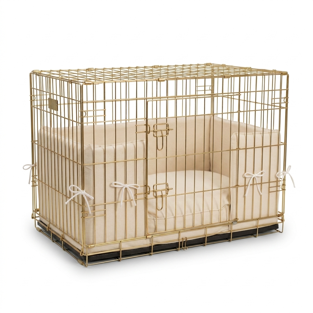 Dog Crate Bumper in Savanna Bone angled view