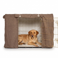 Dog Crate Cover In Inchmurrin Umber with dog