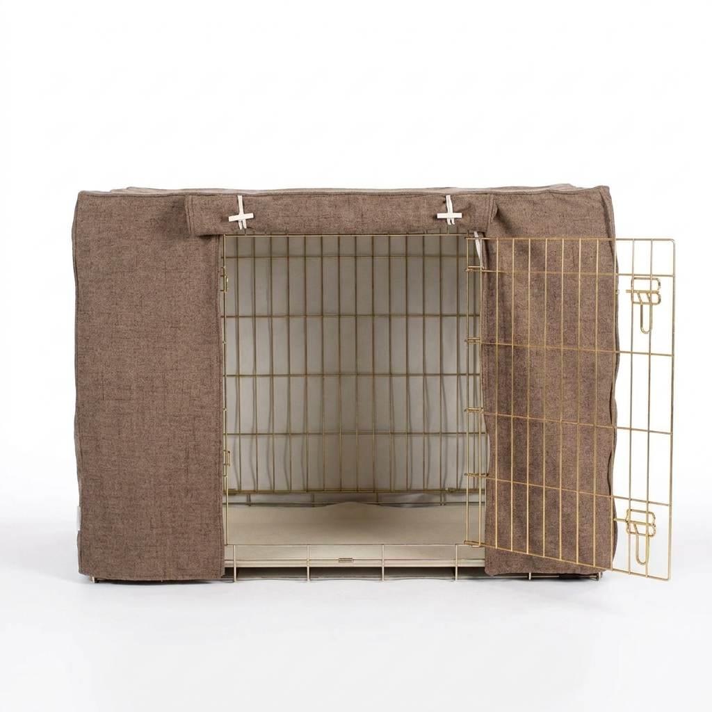 Dog Crate Cover In Inchmurrin Umber front view