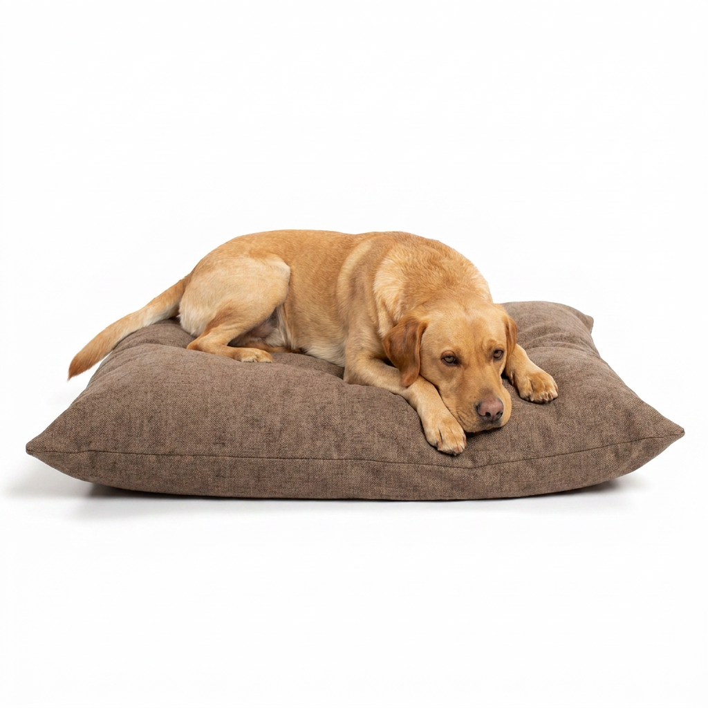 Dog Cushion in Inchmurrin Umber with dog