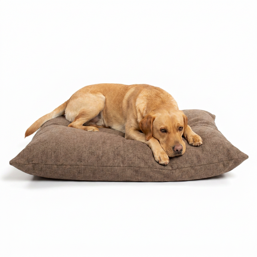 Dog Cushion in Inchmurrin Umber with dog