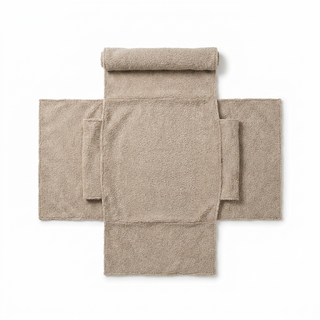 Dog Crate Cover in Mink Bouclé top-down view
