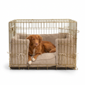 Dog Crate Bumper in Mink Bouclé with dog
