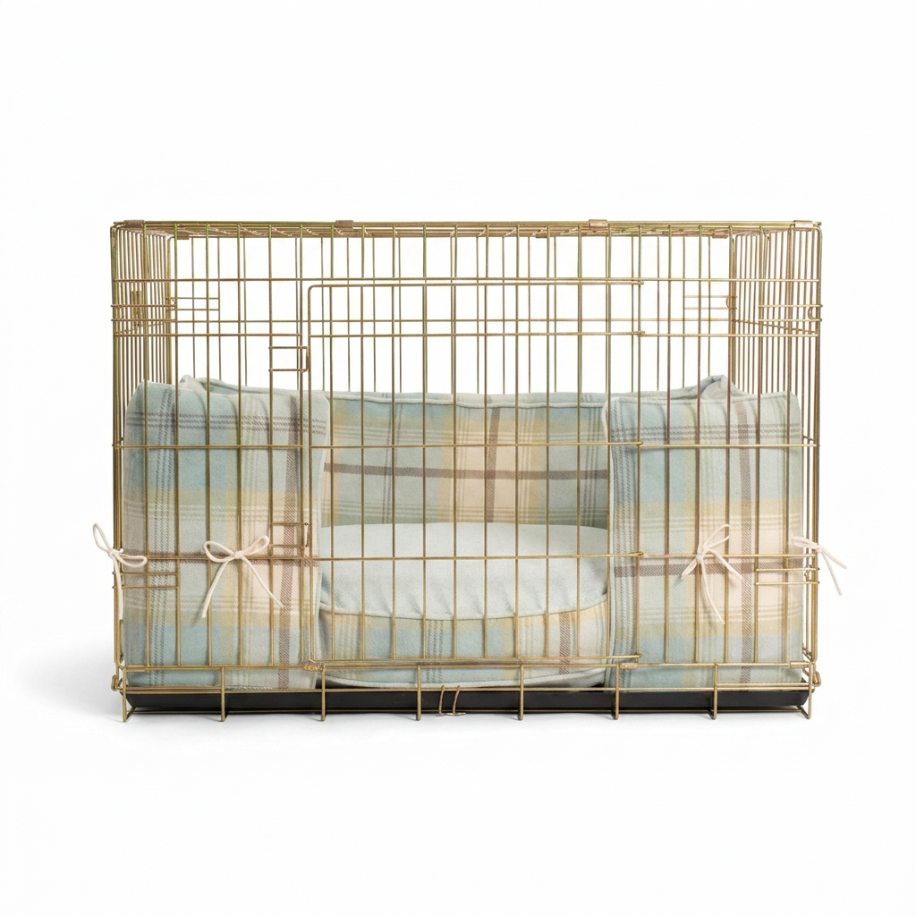 Dog Crate Bumper in Balmoral Duck Egg front view