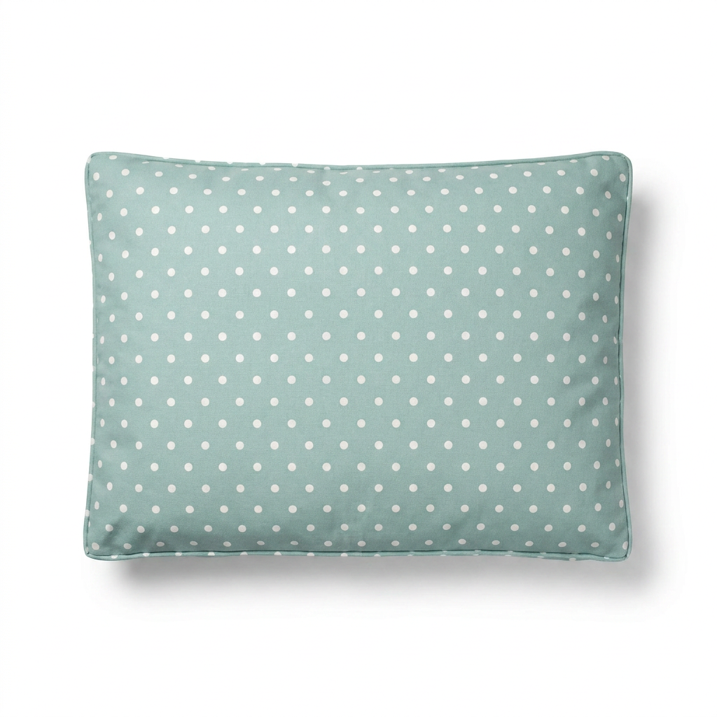 Dog Cushion in Duck Egg Spot top-down view