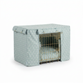 Dog Crate Set in Duck Egg Spot angled view