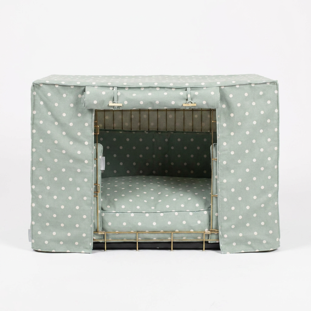 Dog Crate Set in Duck Egg Spot front view
