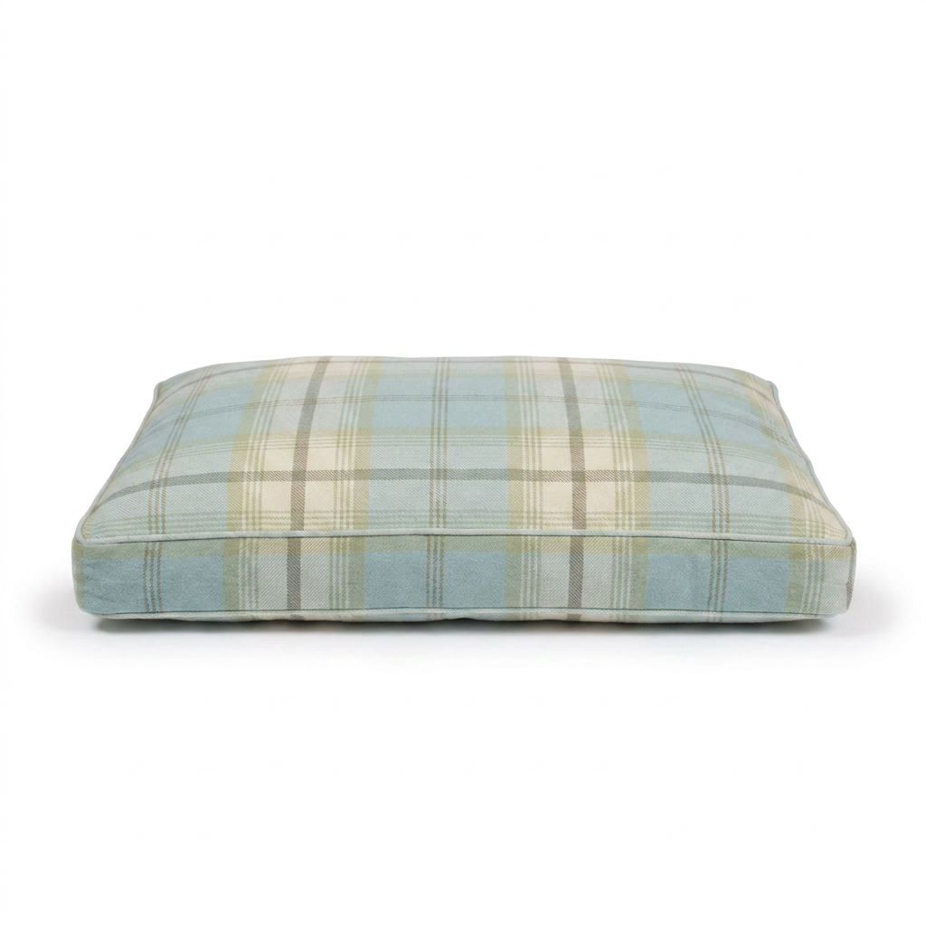 Dog Cushion in Balmoral Duck Egg Tweed front view
