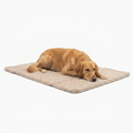 Travel Mat in Mink Bouclé with dog