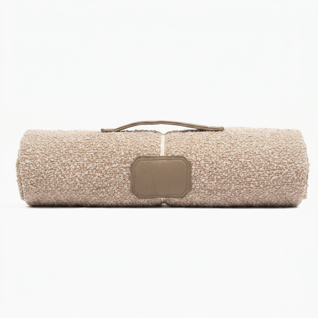 Travel Mat in Mink Bouclé front view