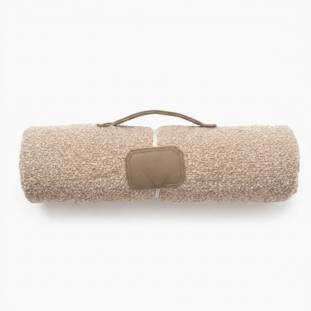 Travel Mat in Mink Bouclé top-down view