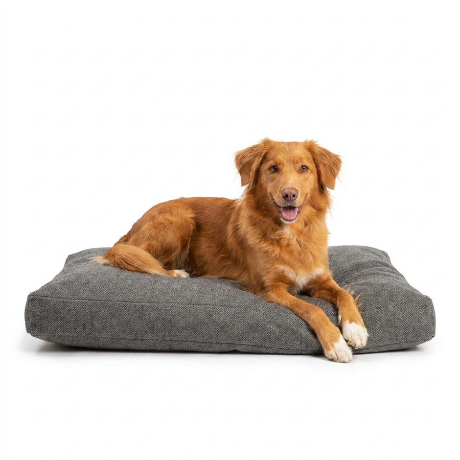 Dog Cushion in Essentials Herdwick Graphite with dog
