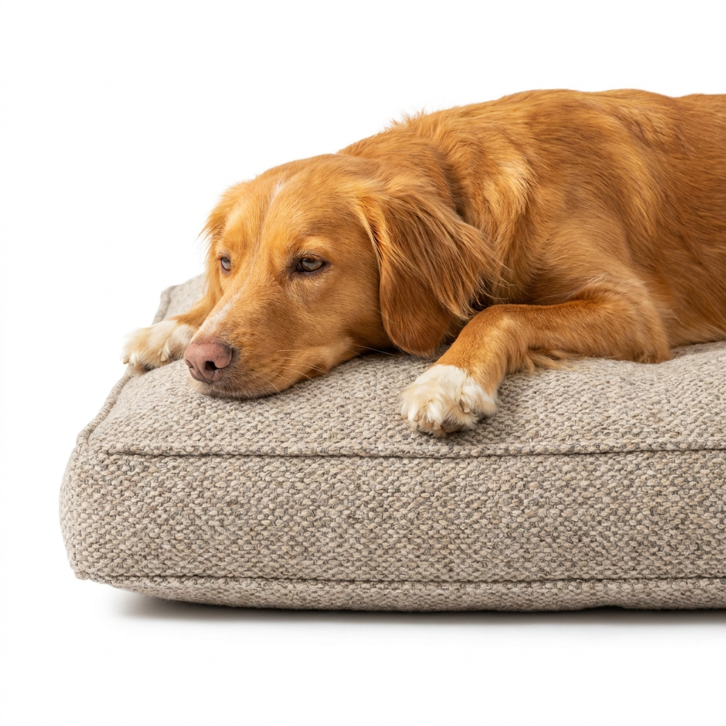 Dog Cushion in Essentials Herdwick Pebble with dog
