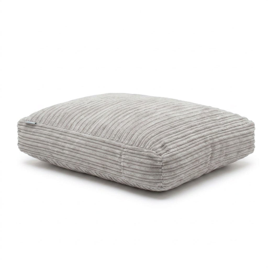 Dog Cushion in Light Grey Essentials Plush angled view