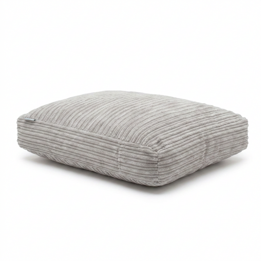 Dog Cushion in Light Grey Essentials Plush angled view
