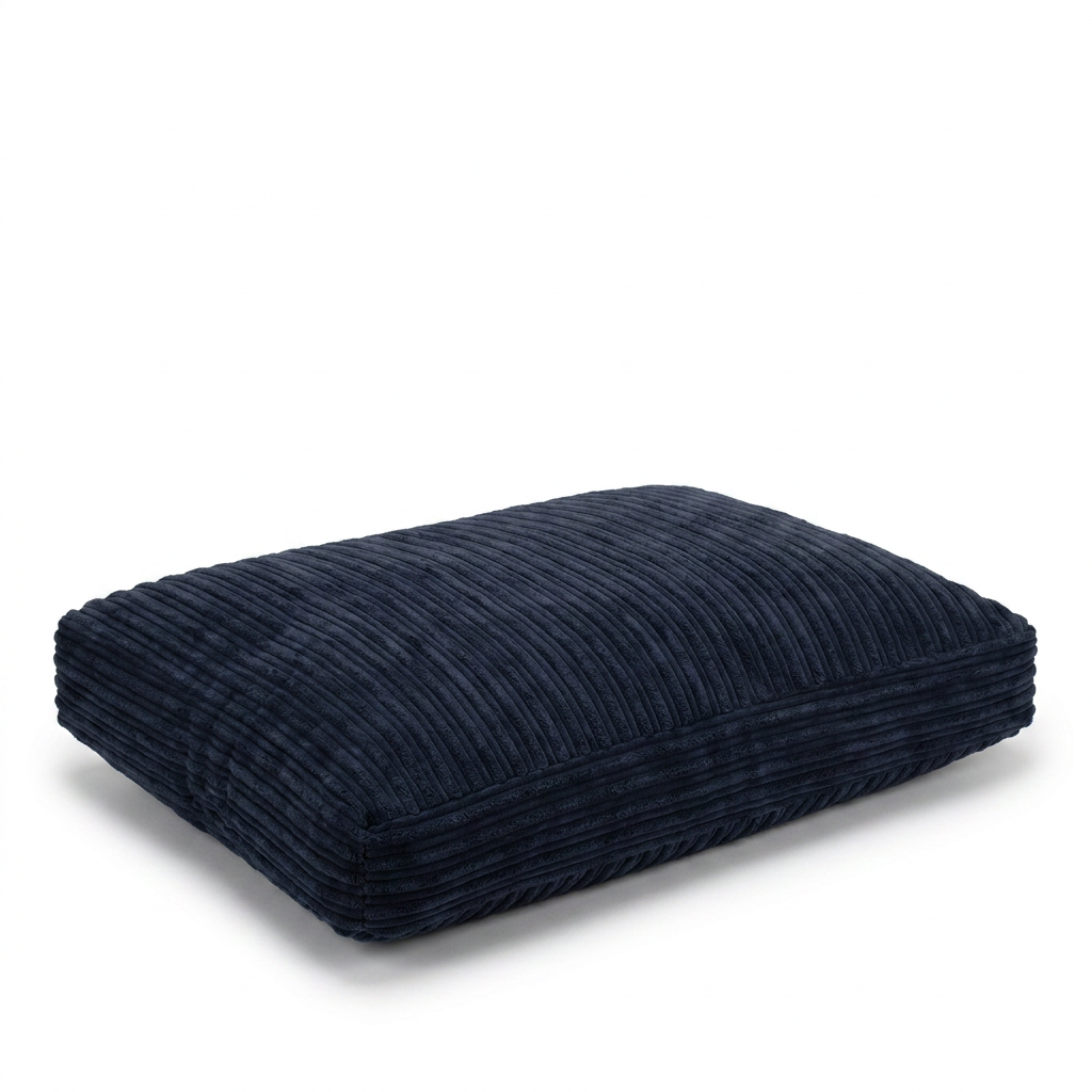 Dog Cushion in Navy Essentials Plush angled view
