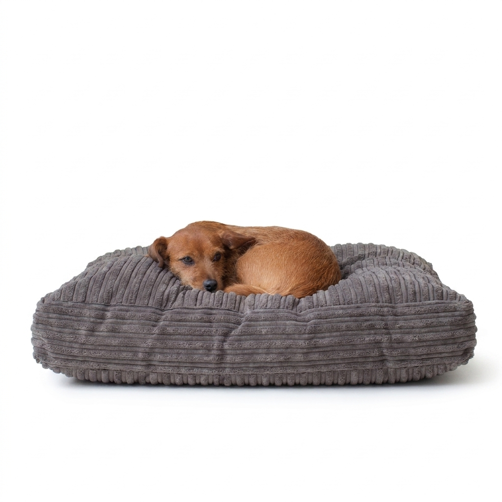 Dog Cushion in Dark Grey Essentials Plush with dog