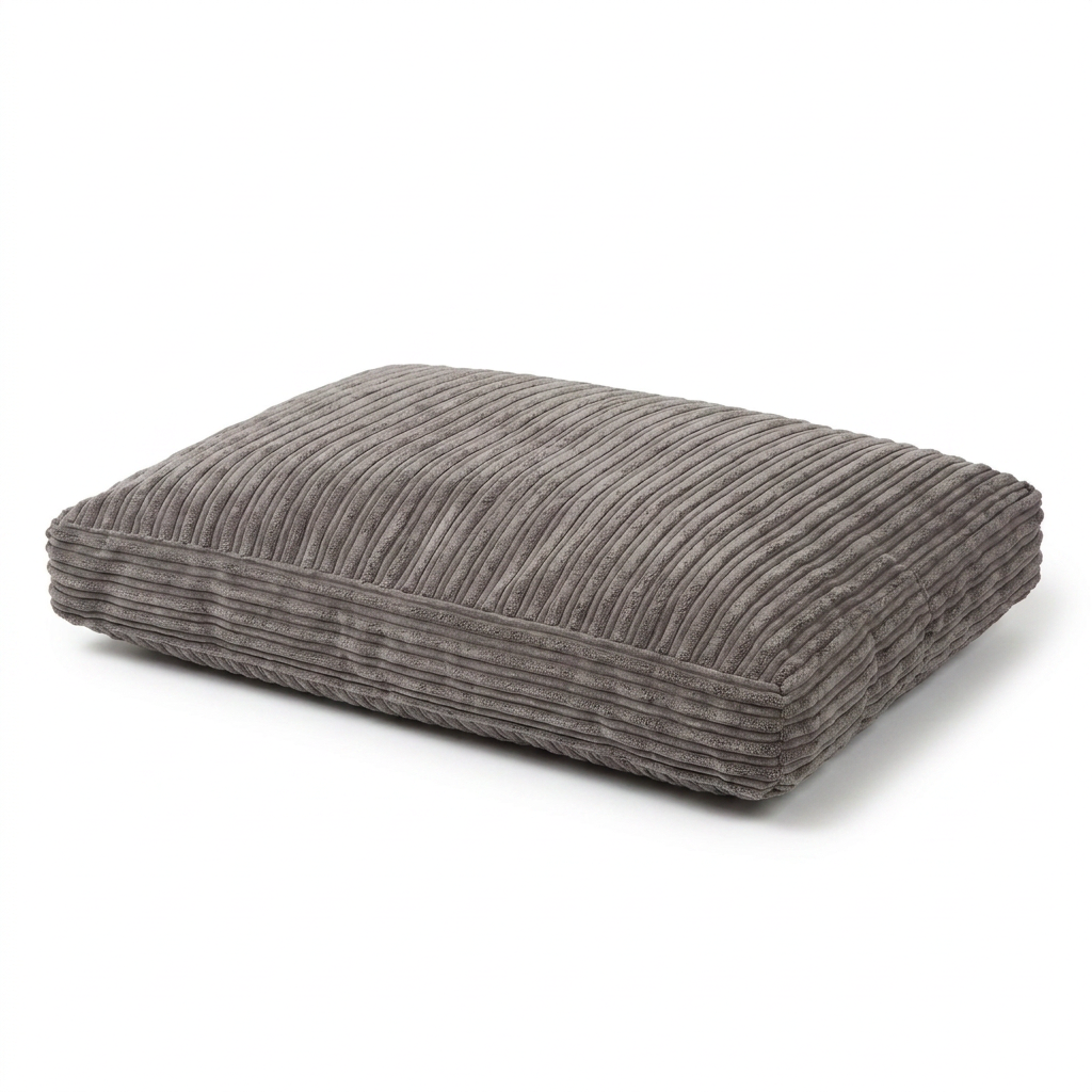 Dog Cushion in Dark Grey Essentials Plush angled view