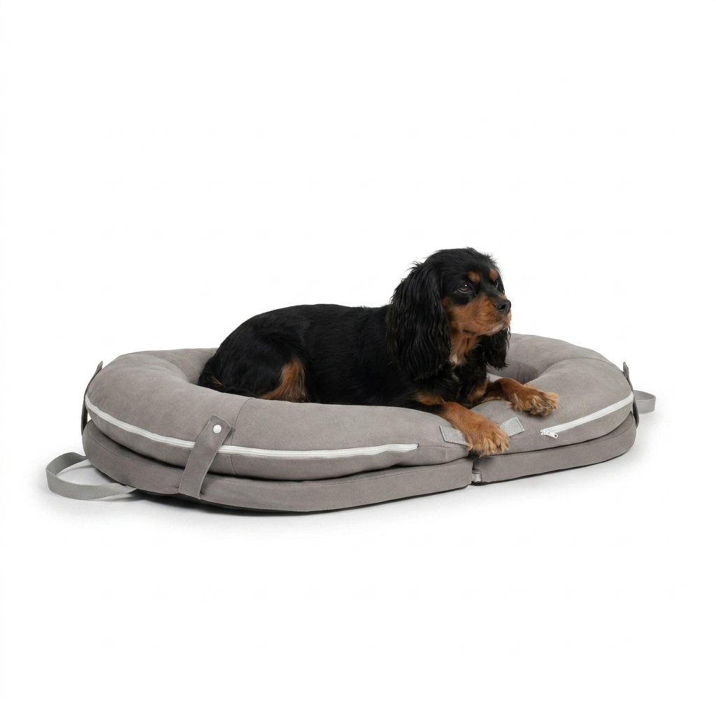 The Ultimate Capsule Travel Dog Bed with dog