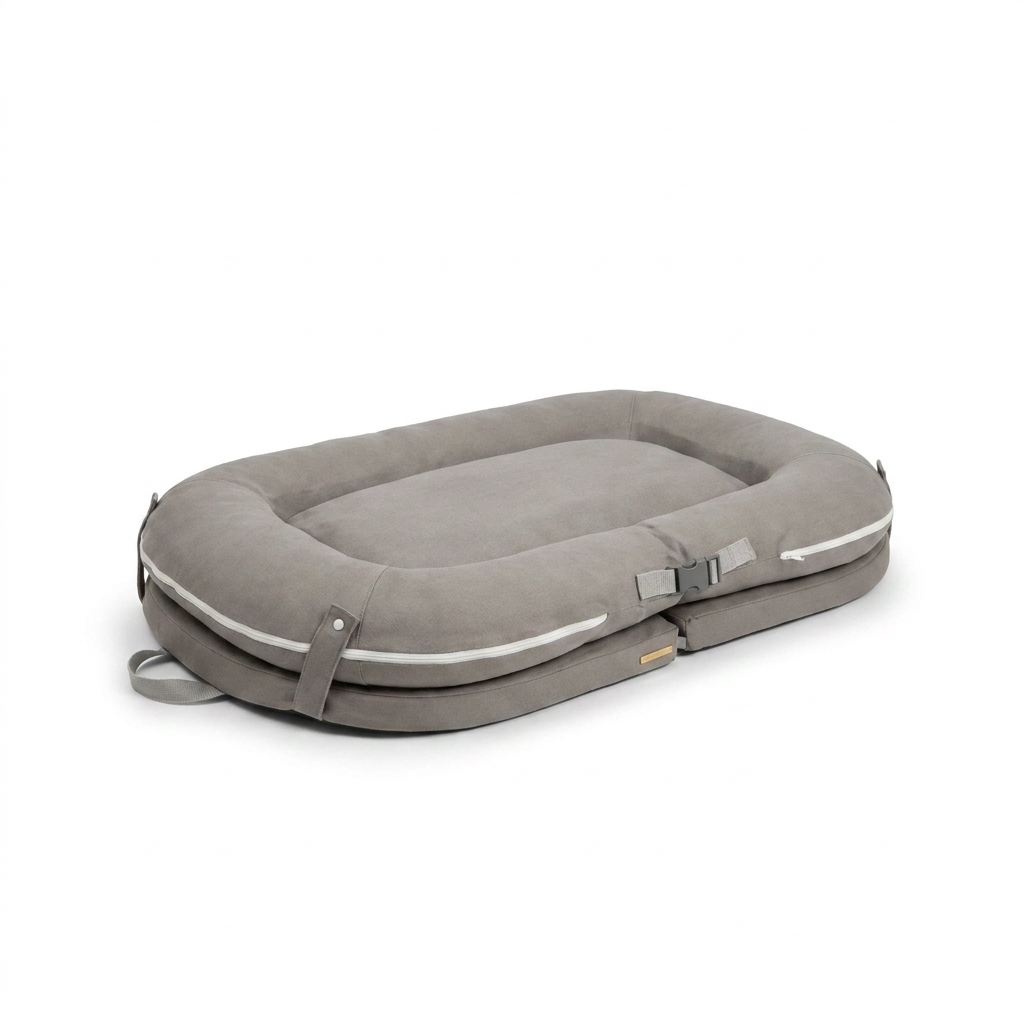 The Ultimate Capsule Travel Dog Bed angled view