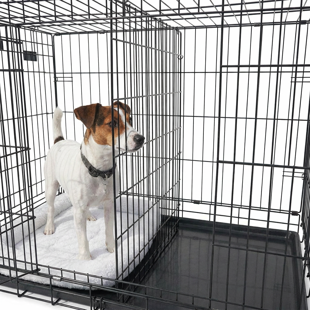 Crate Divider with puppy