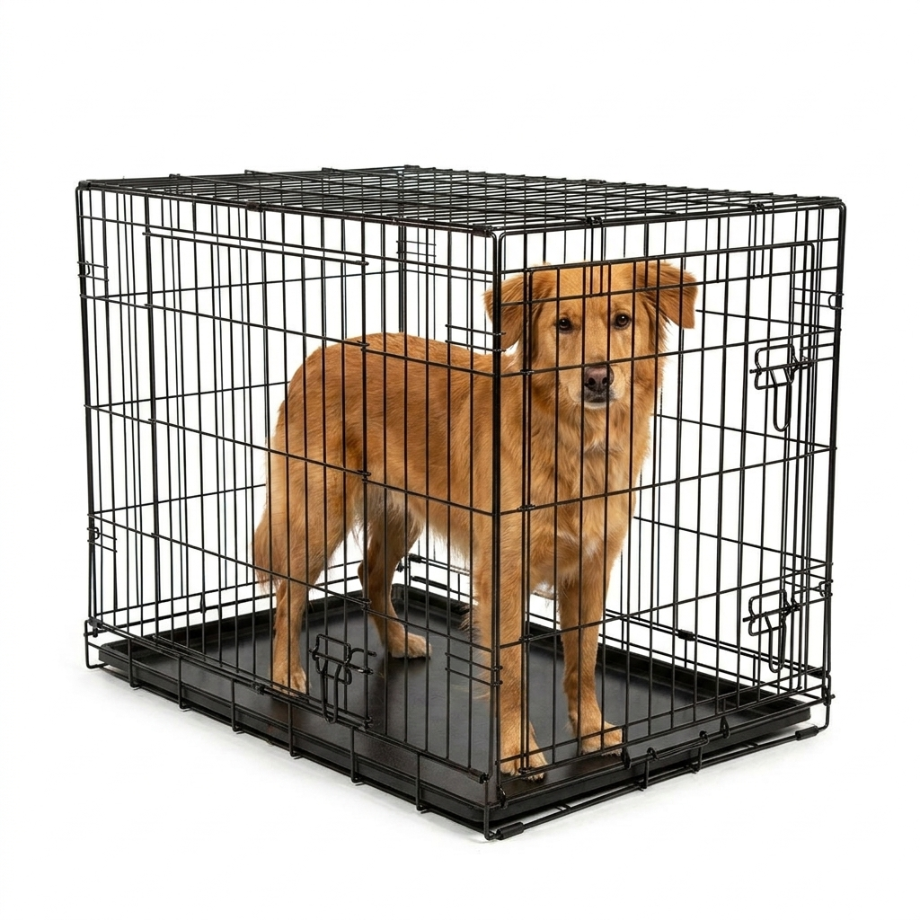 Dog Crate Black with dog