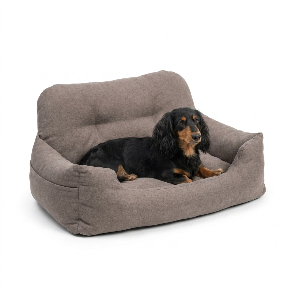 Double Easy Traveller in Truffle Booster Seat with dog