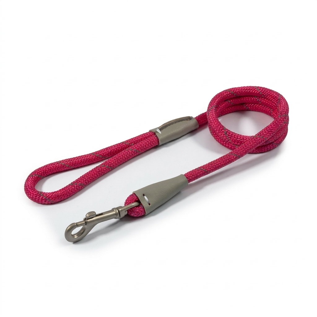 Viva Pink Rope Reflective Lead front view