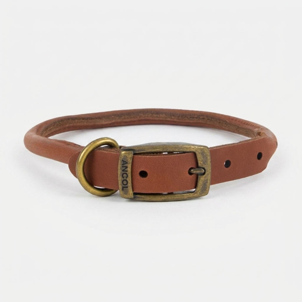 Round Leather Chestnut Collar front view