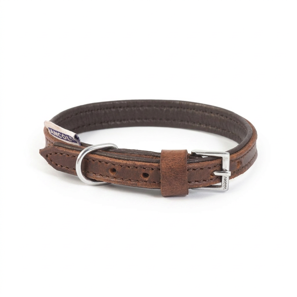 Vintage Leather Padded Collar angled view