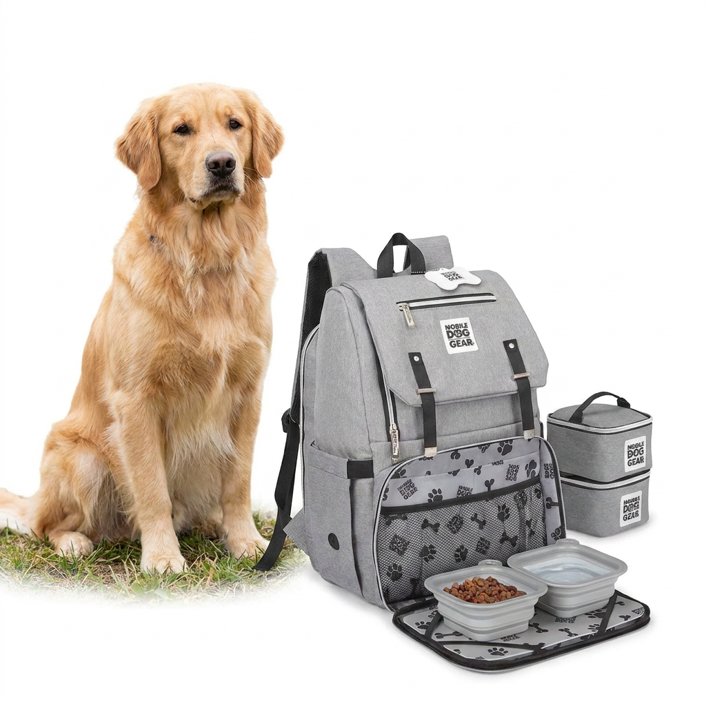 Mobile Dog Gear Grey Backpack with dog