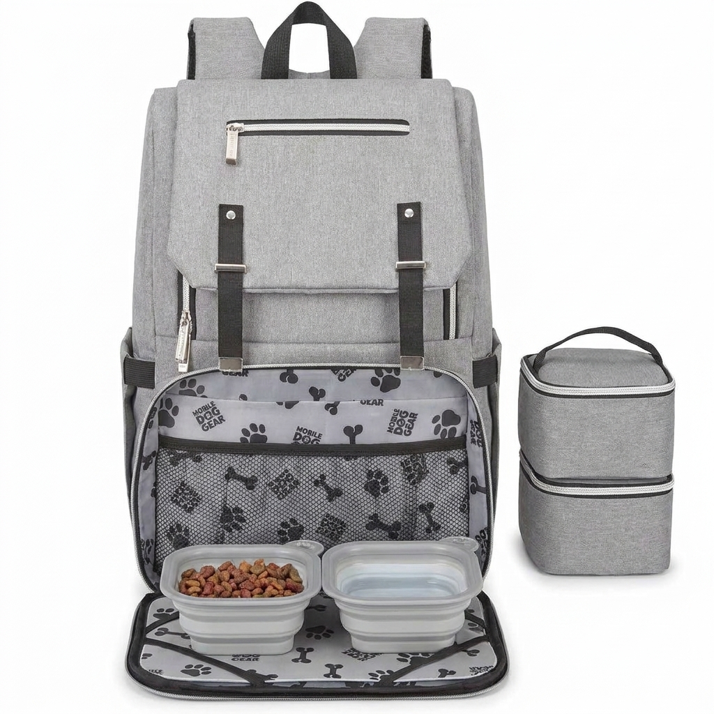 Mobile Dog Gear Grey Backpack front view
