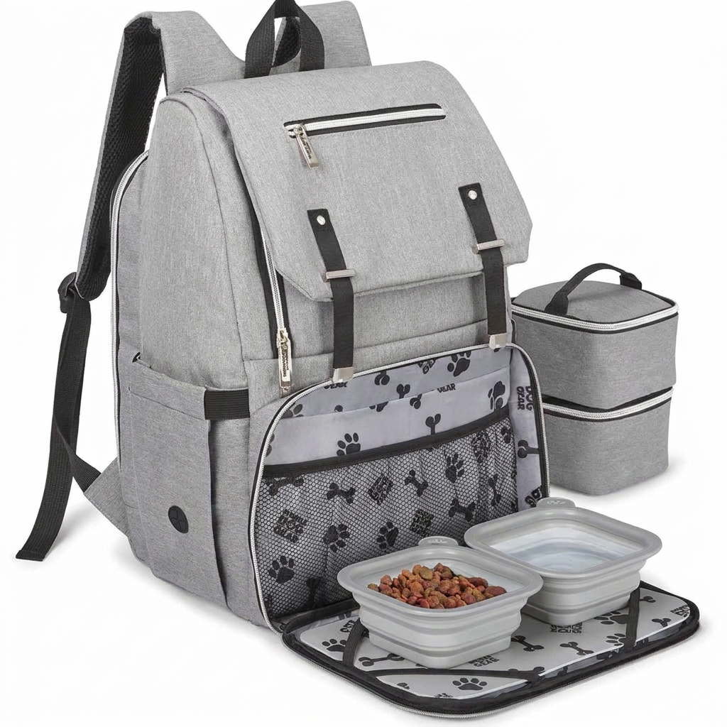 Mobile Dog Gear Grey Backpack angled view