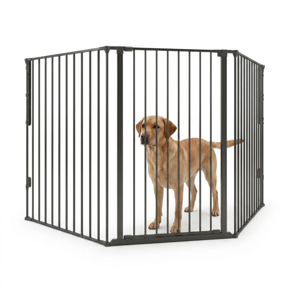 DogSpace Rocky Pet Gate with dog