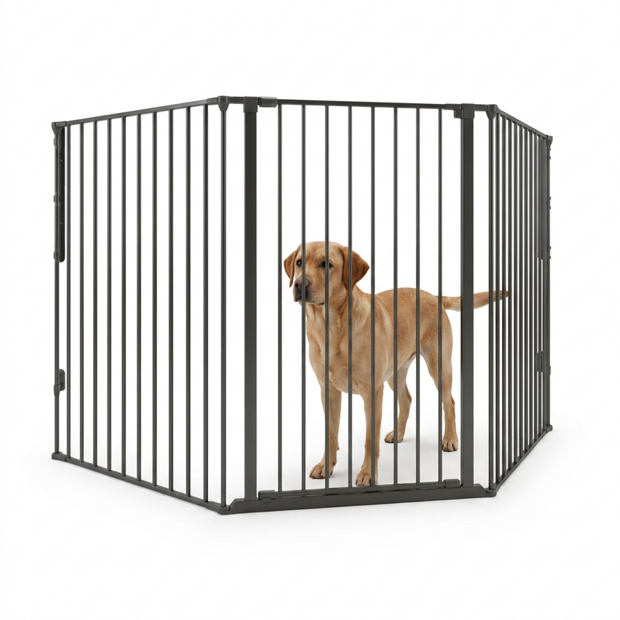 DogSpace Rocky Pet Gate with dog