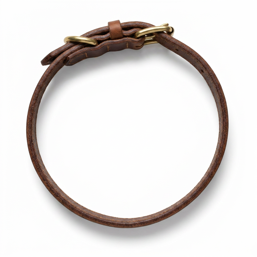 Timberwolf Leather Collar Sable top-down view
