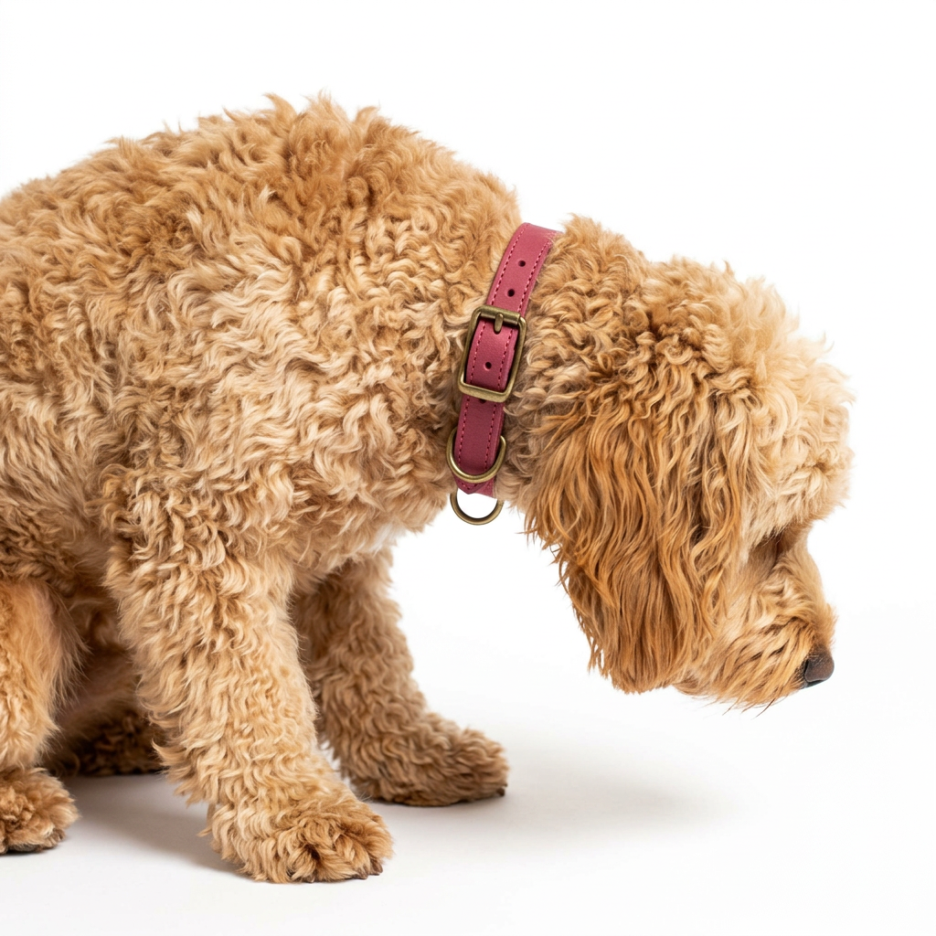 Timberwolf Leather Collar Raspberry with dog