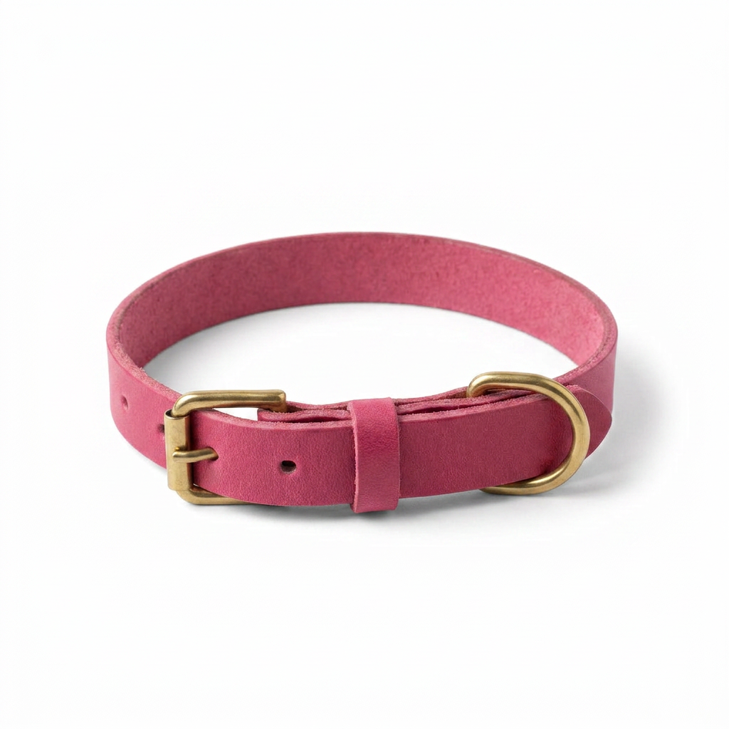 Timberwolf Leather Collar Raspberry angled view