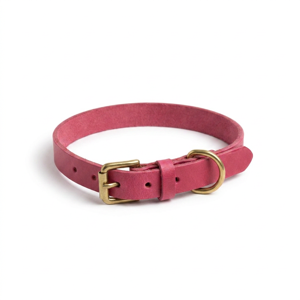 Timberwolf Leather Collar Raspberry top-down view