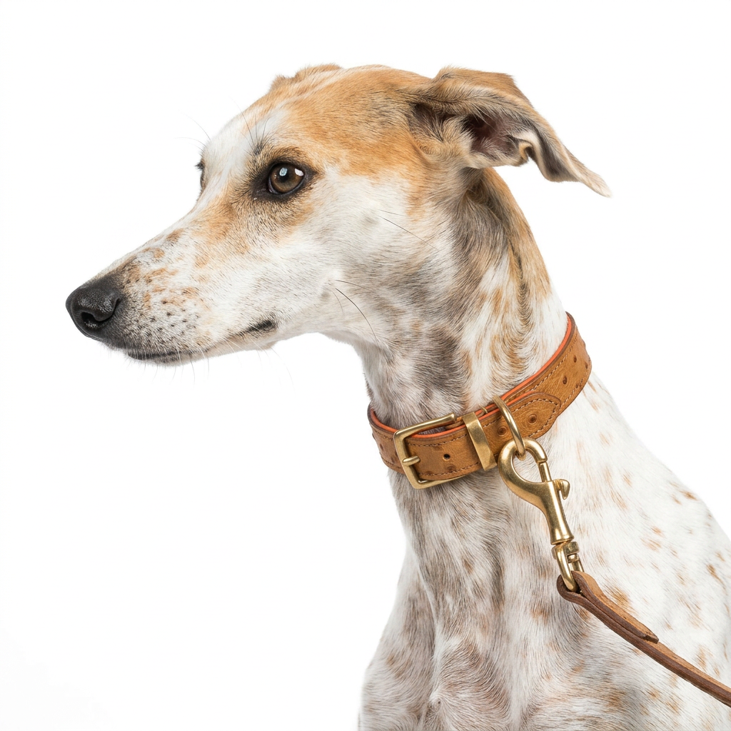 Ostrich Leather Collar Tan with dog