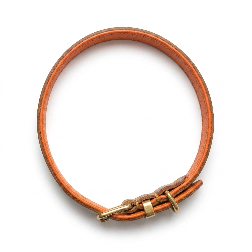Ostrich Leather Collar Tan top-down view