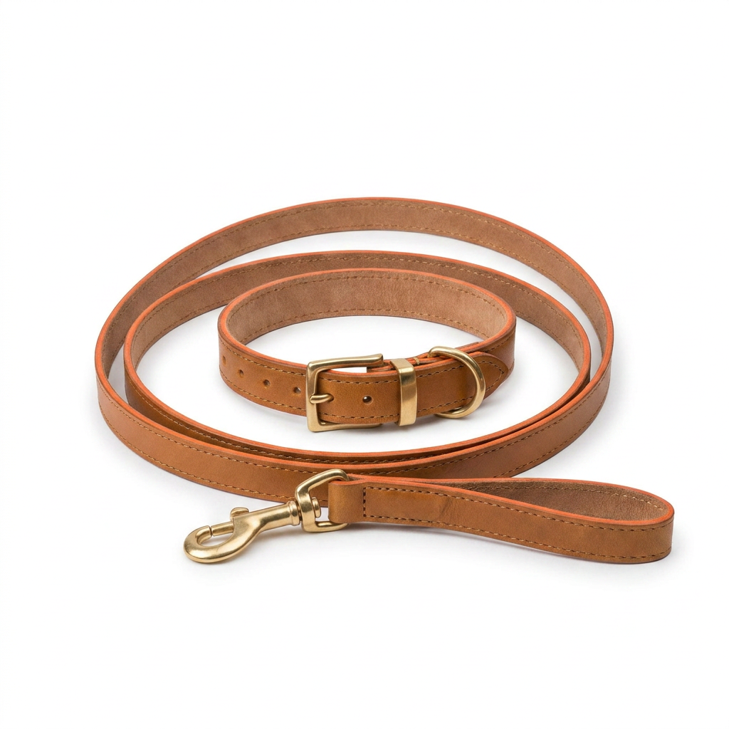 Ostrich Leather Lead Tan front view